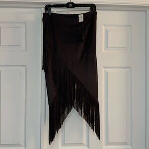Fringe faux suede skirt